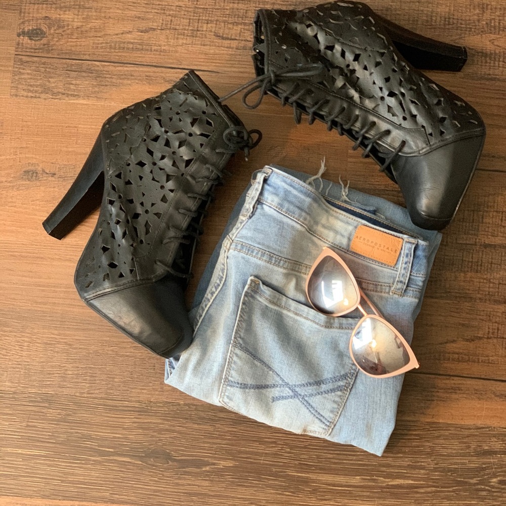 Black Cutout Booties